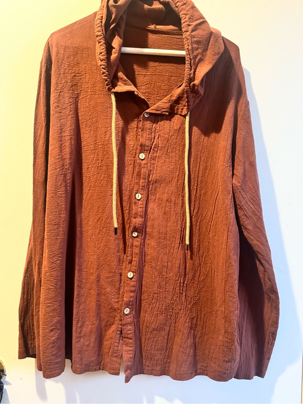 Men's Cool Casual Button-Up Hooded Shirt  Worn 2 Times XXL 100% Cotton